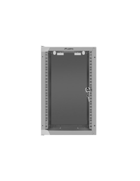 LANBERG RACKOVÁ SKRIŇA 10" NÁSTENNÁ 9U/280X310 (FLAT PACK) S PRESKLENÝMI DVERAMI ŠEDÁ