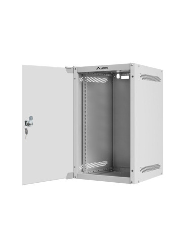 LANBERG RACKOVÁ SKRIŇA 10" NÁSTENNÁ 9U/280X310 (FLAT PACK) S PRESKLENÝMI DVERAMI ŠEDÁ