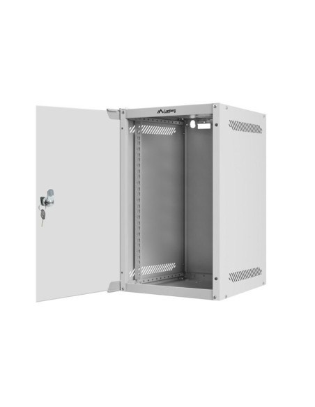 LANBERG RACKOVÁ SKRIŇA 10" NÁSTENNÁ 9U/280X310 (FLAT PACK) S PRESKLENÝMI DVERAMI ŠEDÁ
