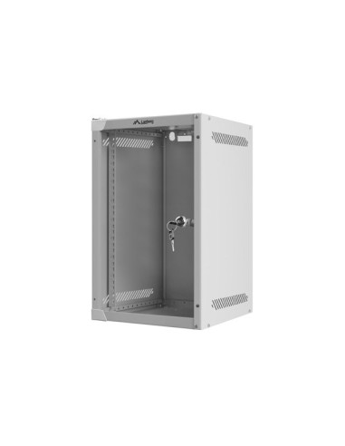 LANBERG RACKOVÁ SKRIŇA 10" NÁSTENNÁ 9U/280X310 (FLAT PACK) S PRESKLENÝMI DVERAMI ŠEDÁ