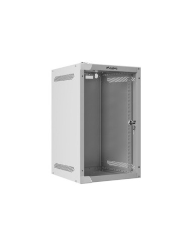 LANBERG RACKOVÁ SKRIŇA 10" NÁSTENNÁ 9U/280X310 (FLAT PACK) S PRESKLENÝMI DVERAMI ŠEDÁ