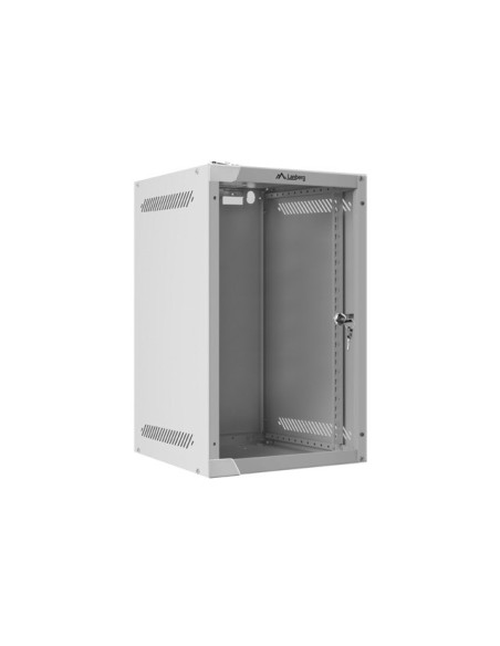 LANBERG RACKOVÁ SKRIŇA 10" NÁSTENNÁ 9U/280X310 (FLAT PACK) S PRESKLENÝMI DVERAMI ŠEDÁ