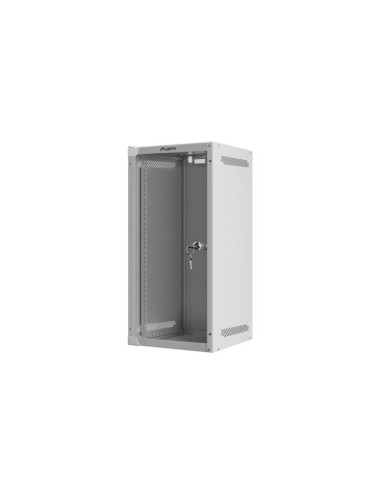 LANBERG RACKOVÁ SKRIŇA 10" NÁSTENNÁ 12U/280X310 (FLAT PACK) S PRESKLENÝMI DVERAMI ŠEDÁ