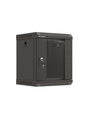 LANBERG RACKOVÁ SKRIŇA 10" PRO MONTÁŽ NA STENU 6U/300X300 (FLAT PACK) S PROSKLENÝMI DVERMI ČIERNA