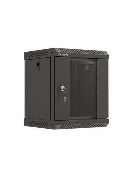 LANBERG RACKOVÁ SKRIŇA 10" PRO MONTÁŽ NA STENU 6U/300X300 (FLAT PACK) S PROSKLENÝMI DVERMI ČIERNA