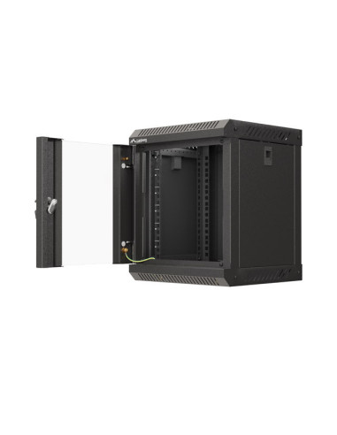 LANBERG RACKOVÁ SKRIŇA 10" PRO MONTÁŽ NA STENU 6U/300X300 (FLAT PACK) S PROSKLENÝMI DVERMI ČIERNA
