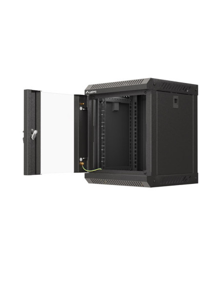 LANBERG RACKOVÁ SKRIŇA 10" PRO MONTÁŽ NA STENU 6U/300X300 (FLAT PACK) S PROSKLENÝMI DVERMI ČIERNA