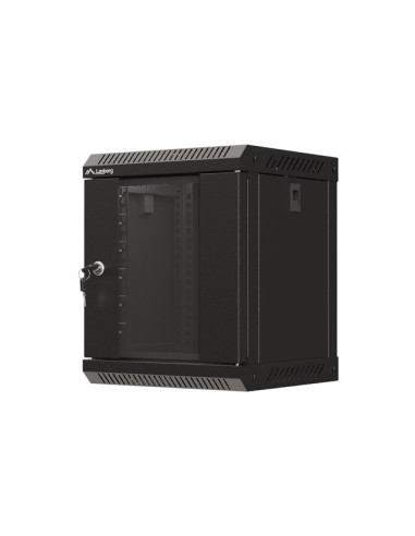 LANBERG RACKOVÁ SKRIŇA 10" PRO MONTÁŽ NA STENU 6U/300X300 (FLAT PACK) S PROSKLENÝMI DVERMI ČIERNA