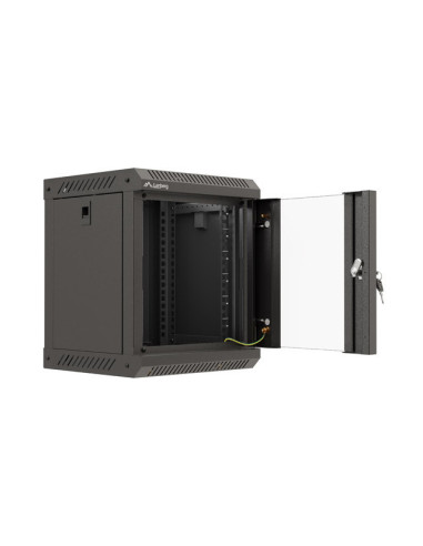 LANBERG RACKOVÁ SKRIŇA 10" PRO MONTÁŽ NA STENU 6U/300X300 (FLAT PACK) S PROSKLENÝMI DVERMI ČIERNA