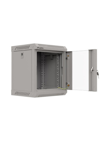 LANBERG RACKOVÁ SKRIŇA 10" NÁSTENNÁ 6U/300X300 (FLAT PACK) S PRESKLENÝMI DVERAMI ŠEDÁ