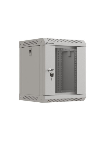 LANBERG RACKOVÁ SKRIŇA 10" NÁSTENNÁ 6U/300X300 (FLAT PACK) S PRESKLENÝMI DVERAMI ŠEDÁ