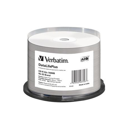 VERBATIM CD-R(50-Pack)/52x/700MB/ThermoPrint/NoID