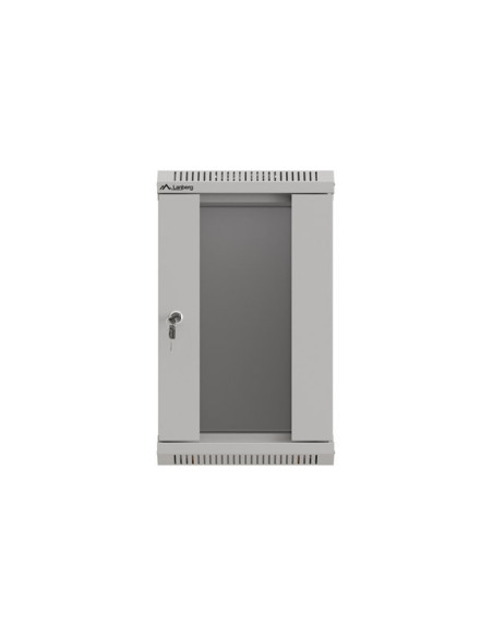 LANBERG RACKOVÁ SKRIŇA 10" NÁSTENNÁ 9U/300X300 (FLAT PACK) S PRESKLENÝMI DVERAMI ŠEDÁ
