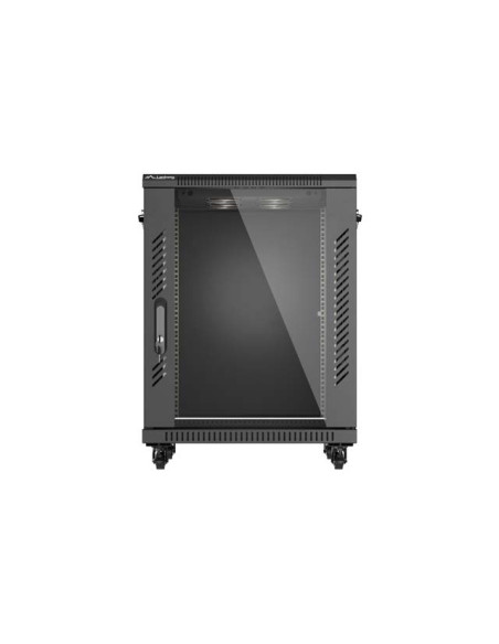 LANBERG INŠTALAČNÝ RACK 19" 15U 600X600 ČIERNE SKLENENÉ DVERE (PLOCHÉ BALENIE)