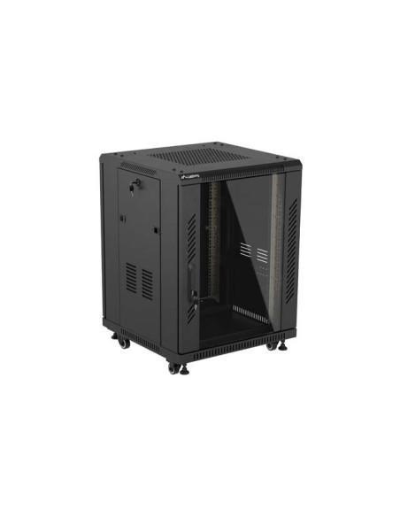 LANBERG INŠTALAČNÝ RACK 19" 15U 600X600 ČIERNE SKLENENÉ DVERE (PLOCHÉ BALENIE)