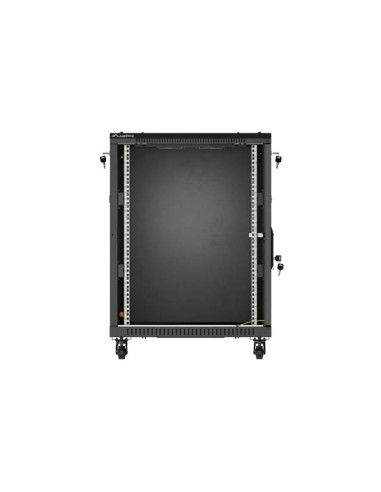 LANBERG INŠTALAČNÝ RACK 19" 15U 600X600 ČIERNE SKLENENÉ DVERE (PLOCHÉ BALENIE)