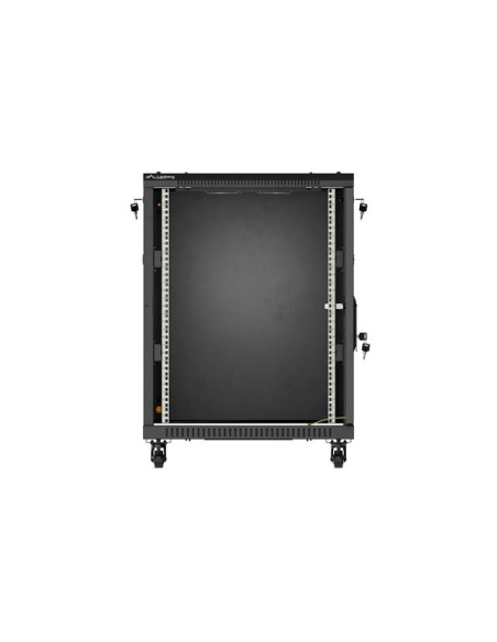 LANBERG INŠTALAČNÝ RACK 19" 15U 600X600 ČIERNE SKLENENÉ DVERE (PLOCHÉ BALENIE)