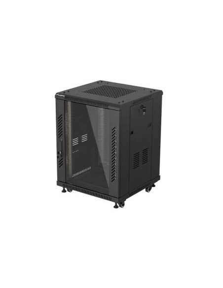 LANBERG INŠTALAČNÝ RACK 19" 15U 600X600 ČIERNE SKLENENÉ DVERE (PLOCHÉ BALENIE)