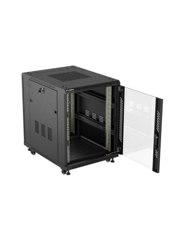 LANBERG INŠTALAČNÝ RACK 19" 15U 600X800 ČIERNE SKLENENÉ DVERE (PLOCHÉ BALENIE)