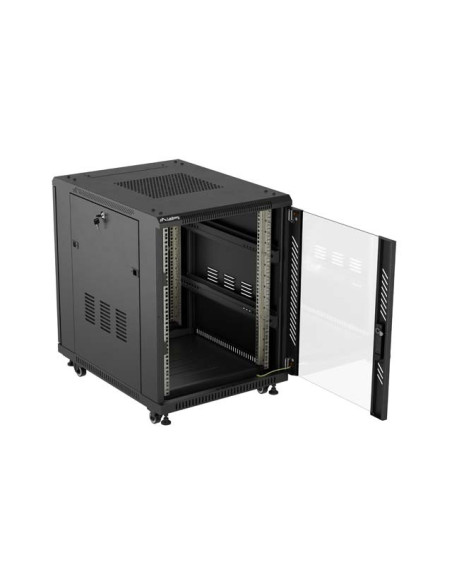 LANBERG INŠTALAČNÝ RACK 19" 15U 600X800 ČIERNE SKLENENÉ DVERE (PLOCHÉ BALENIE)