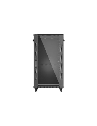 LANBERG INŠTALAČNÝ SKRIŇOVÝ ROZVADEČ 19" 22U 600X600 ČIERNE SKLENENÉ DVERE (PLOCHÉ BALENIE)