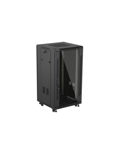 LANBERG INŠTALAČNÝ SKRIŇOVÝ ROZVADEČ 19" 22U 600X600 ČIERNE SKLENENÉ DVERE (PLOCHÉ BALENIE)