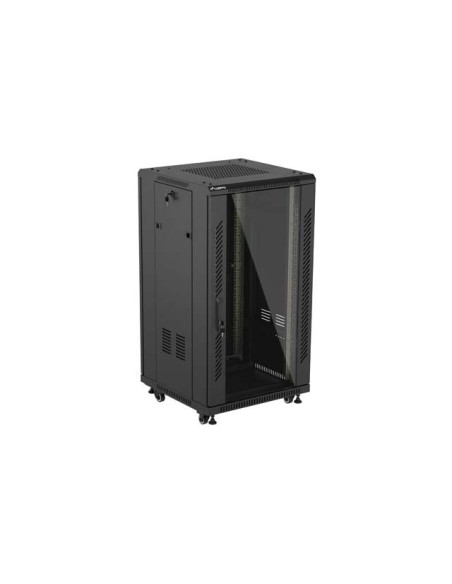 LANBERG INŠTALAČNÝ SKRIŇOVÝ ROZVADEČ 19" 22U 600X600 ČIERNE SKLENENÉ DVERE (PLOCHÉ BALENIE)