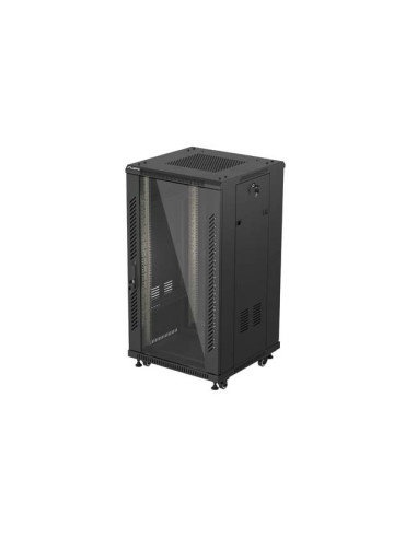 LANBERG INŠTALAČNÝ SKRIŇOVÝ ROZVADEČ 19" 22U 600X600 ČIERNE SKLENENÉ DVERE (PLOCHÉ BALENIE)