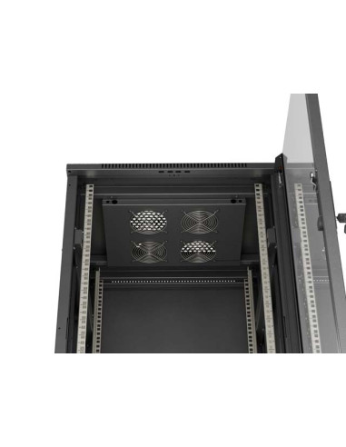 LANBERG INŠTALAČNÝ SKRIŇOVÝ ROZVADEČ 19" 22U 600X600 ČIERNE SKLENENÉ DVERE (PLOCHÉ BALENIE)