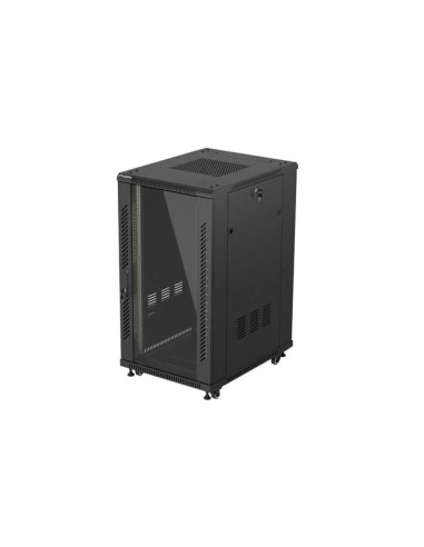 LANBERG INŠTALAČNÝ SKRIŇOVÝ ROZVADEČ 19" 22U 600X800 ČIERNE SKLENENÉ DVERE (PLOCHÉ BALENIE)