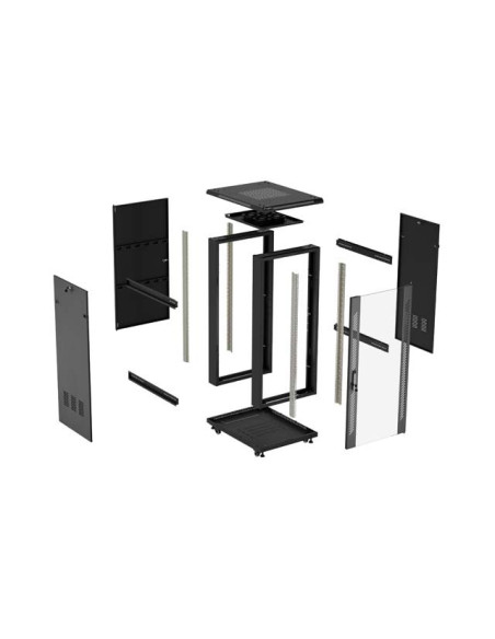 LANBERG INŠTALAČNÝ SKRIŇOVÝ ROZVADEČ 19" 22U 600X800 ČIERNE SKLENENÉ DVERE (PLOCHÉ BALENIE)