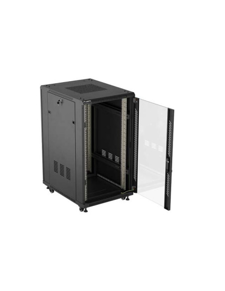 LANBERG INŠTALAČNÝ SKRIŇOVÝ ROZVADEČ 19" 22U 600X800 ČIERNE SKLENENÉ DVERE (PLOCHÉ BALENIE)