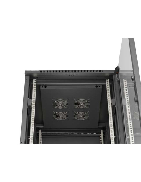LANBERG INŠTALAČNÝ SKRIŇOVÝ ROZVADEČ 19" 22U 600X800 ČIERNE SKLENENÉ DVERE (PLOCHÉ BALENIE)