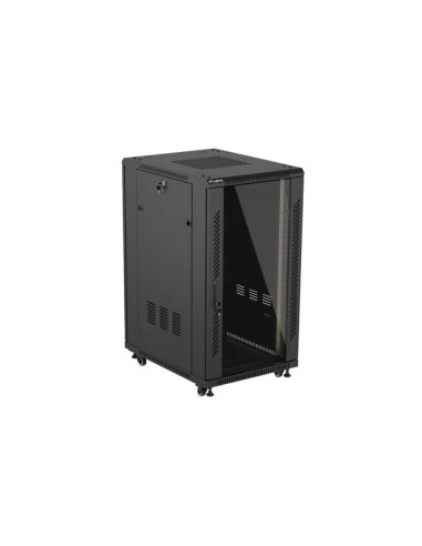 LANBERG INŠTALAČNÝ SKRIŇOVÝ ROZVADEČ 19" 22U 600X800 ČIERNE SKLENENÉ DVERE (PLOCHÉ BALENIE)