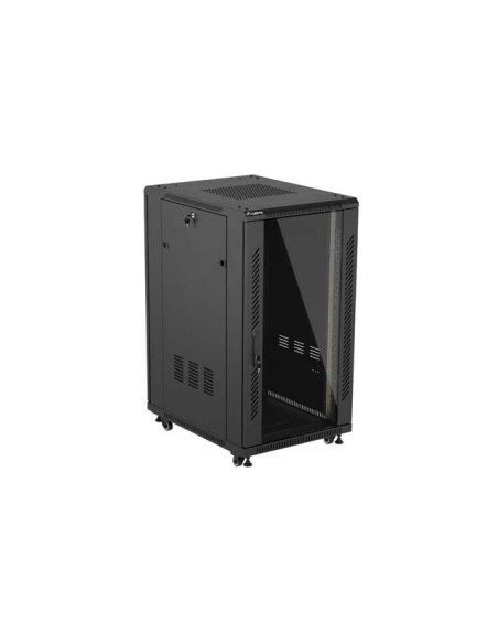 LANBERG INŠTALAČNÝ SKRIŇOVÝ ROZVADEČ 19" 22U 600X800 ČIERNE SKLENENÉ DVERE (PLOCHÉ BALENIE)