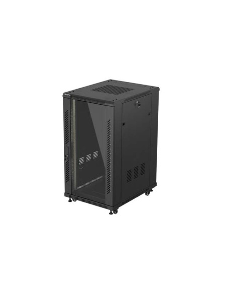LANBERG INŠTALAČNÝ SKRIŇOVÝ ROZVADEČ 19" 22U 600X800 ČIERNE SKLENENÉ DVERE (PLOCHÉ BALENIE)