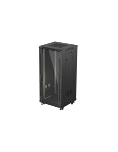 LANBERG 19" VOĽNE STOJÚCA RACKOVÁ SKRIŇA 27U/600X600 (FLAT PACK) S PRESKLENÝMI DVERAMI ČIERNA