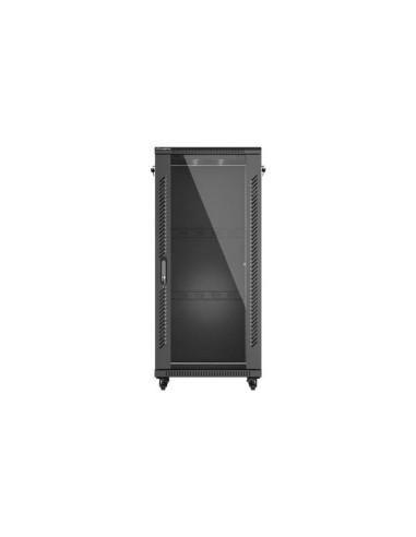 LANBERG 19" VOĽNE STOJÚCA RACKOVÁ SKRIŇA 27U/600X600 (FLAT PACK) S PRESKLENÝMI DVERAMI ČIERNA