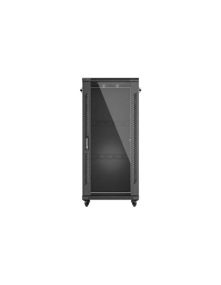 LANBERG 19" VOĽNE STOJÚCA RACKOVÁ SKRIŇA 27U/600X600 (FLAT PACK) S PRESKLENÝMI DVERAMI ČIERNA