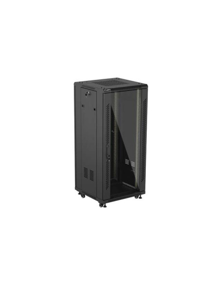 LANBERG 19" VOĽNE STOJÚCA RACKOVÁ SKRIŇA 27U/600X600 (FLAT PACK) S PRESKLENÝMI DVERAMI ČIERNA