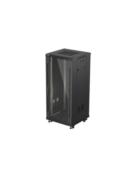 LANBERG 19" VOĽNE STOJÚCA RACKOVÁ SKRIŇA 27U/600X600 (FLAT PACK) S PRESKLENÝMI DVERAMI ČIERNA