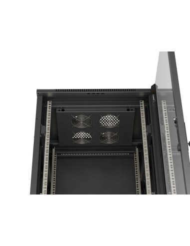 LANBERG 19" VOĽNE STOJÚCA RACKOVÁ SKRIŇA 27U/600X600 (FLAT PACK) S PRESKLENÝMI DVERAMI ČIERNA
