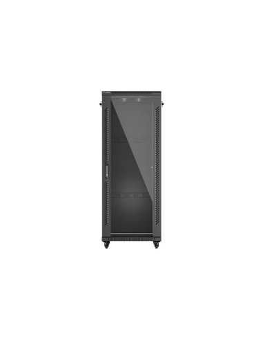 LANBERG 19" VOĽNE STOJÚCA RACKOVÁ SKRIŇA 32U/600X600 (FLAT PACK) S PRESKLENÝMI DVERAMI ČIERNA