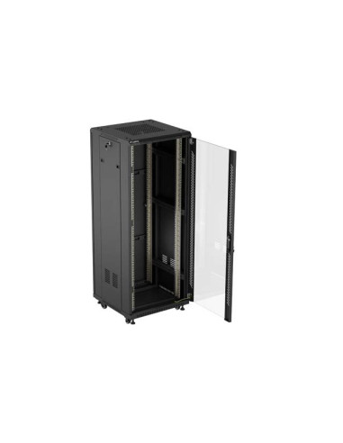 LANBERG 19" VOĽNE STOJÚCA RACKOVÁ SKRIŇA 32U/600X600 (FLAT PACK) S PRESKLENÝMI DVERAMI ČIERNA