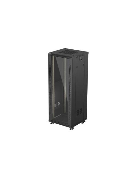 LANBERG 19" VOĽNE STOJÚCA RACKOVÁ SKRIŇA 32U/600X600 (FLAT PACK) S PRESKLENÝMI DVERAMI ČIERNA