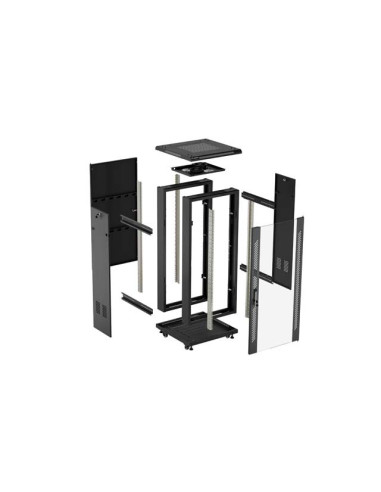 LANBERG 19" VOĽNE STOJÚCA RACKOVÁ SKRIŇA 37U/600X600 (FLAT PACK) S PRESKLENÝMI DVERAMI ČIERNA