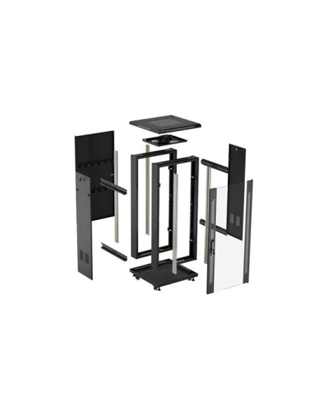 LANBERG 19" VOĽNE STOJÚCA RACKOVÁ SKRIŇA 37U/600X600 (FLAT PACK) S PRESKLENÝMI DVERAMI ČIERNA