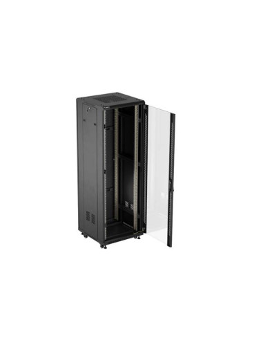 LANBERG 19" VOĽNE STOJÚCA RACKOVÁ SKRIŇA 37U/600X600 (FLAT PACK) S PRESKLENÝMI DVERAMI ČIERNA