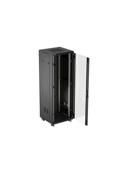 LANBERG 19" VOĽNE STOJÚCA RACKOVÁ SKRIŇA 37U/600X600 (FLAT PACK) S PRESKLENÝMI DVERAMI ČIERNA