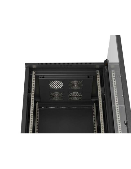 LANBERG 19" VOĽNE STOJÚCA RACKOVÁ SKRIŇA 37U/600X600 (FLAT PACK) S PRESKLENÝMI DVERAMI ČIERNA